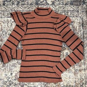 T.La Rust and Black Striped Knit Top
